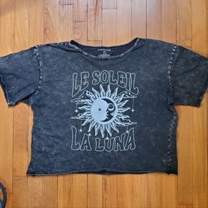 Caution To the Wind Size L Crop T-shirt Sun Moon Soleil Luna